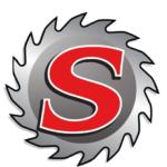 Circular Saw Blade Icon with a Red S