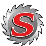 Circular Saw Blade Icon with a Red S