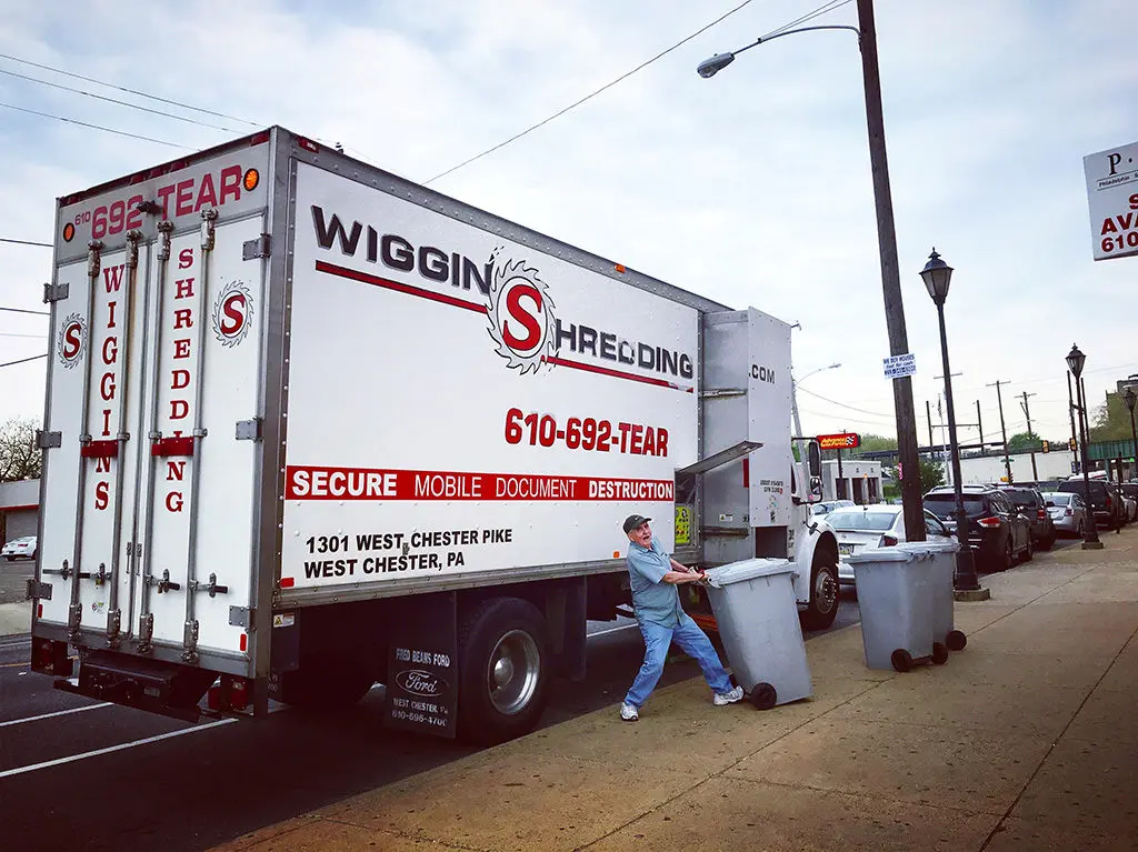 Wiggins Shredding providing an onsite shred service with their mobile shred truck
