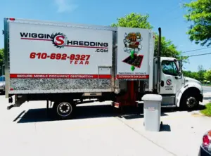 Wiggins Shredding Mobile Shredding Truck in a Parking Lot