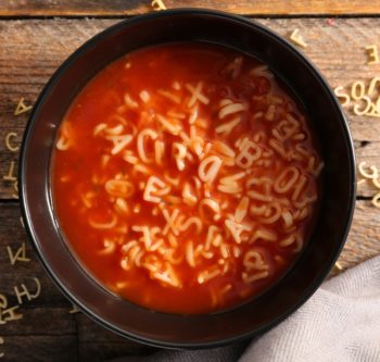 Bowl of Alphabet Spaghetti Noodles