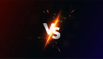 The letters VS in the middle of a black background representing Versus