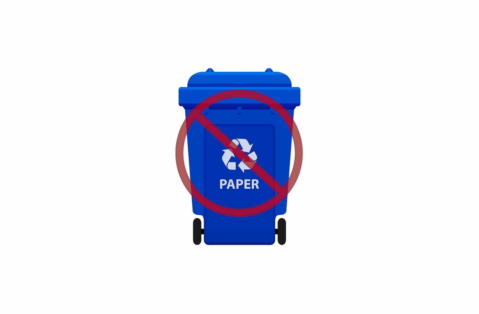 A Blue Recycling Bin with a Red Do Not Use Shape above